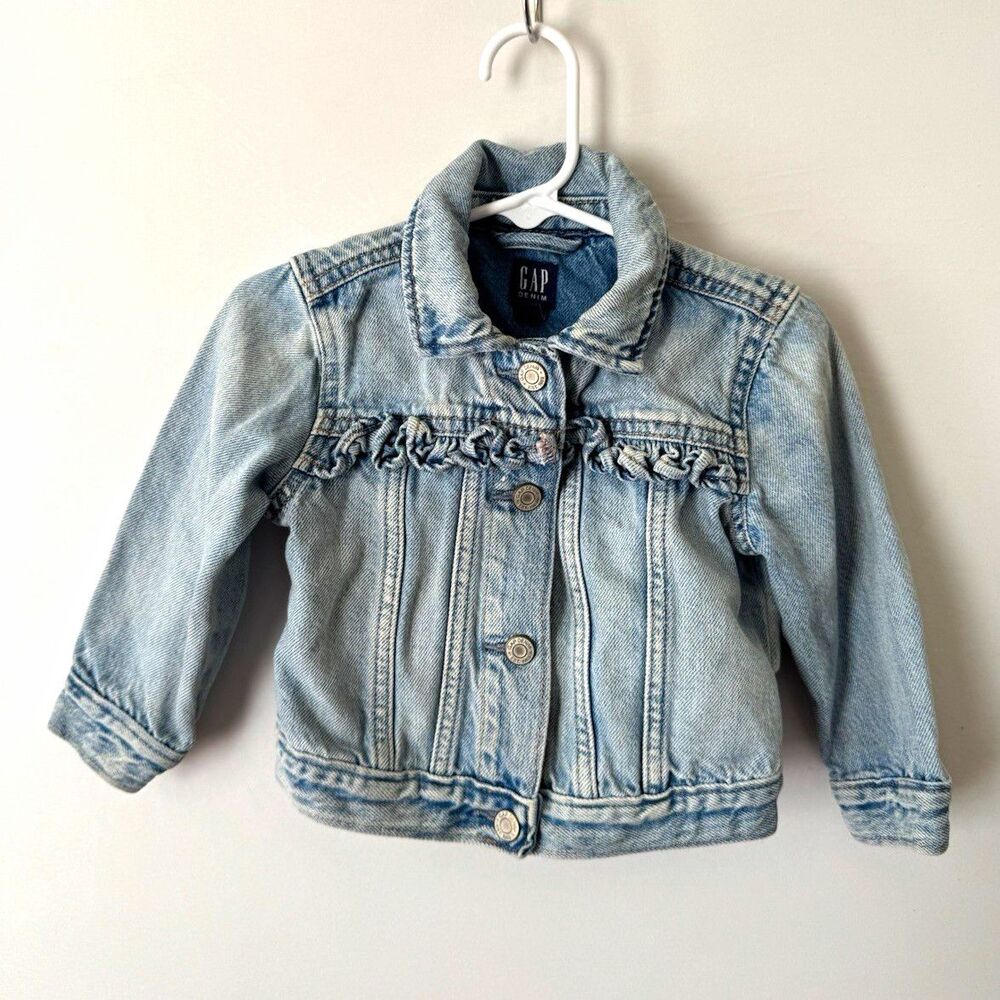GAP Baby Denim Jacket Light Wash Blue Button Front Collared 18-24 Months